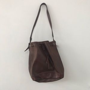 Brown bucket bag
